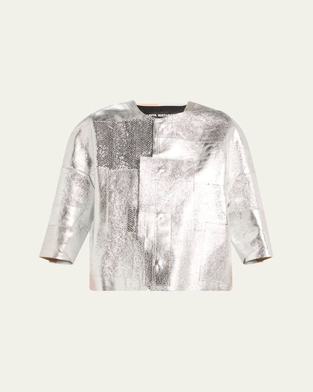 Deconstructed Metallic Leather Jacket